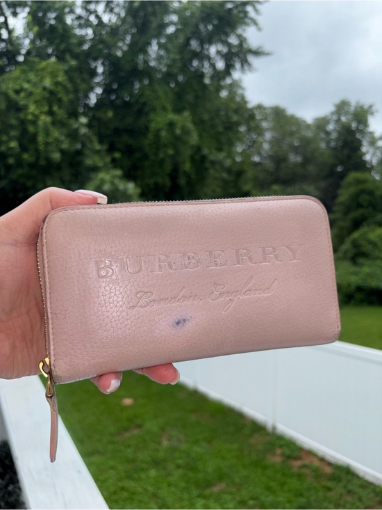 Burberry Handbags - Burberry Blush Pink Embossed Leather Zip-Around Wallet